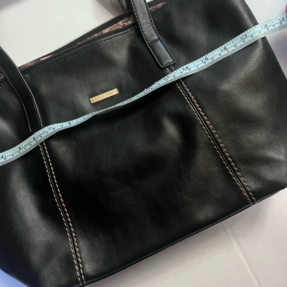 Black Leather Tote Purse by David Jones Paris - Picture 7 of 8